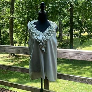 New York & Co Ruffle Neck Sleeveless Top